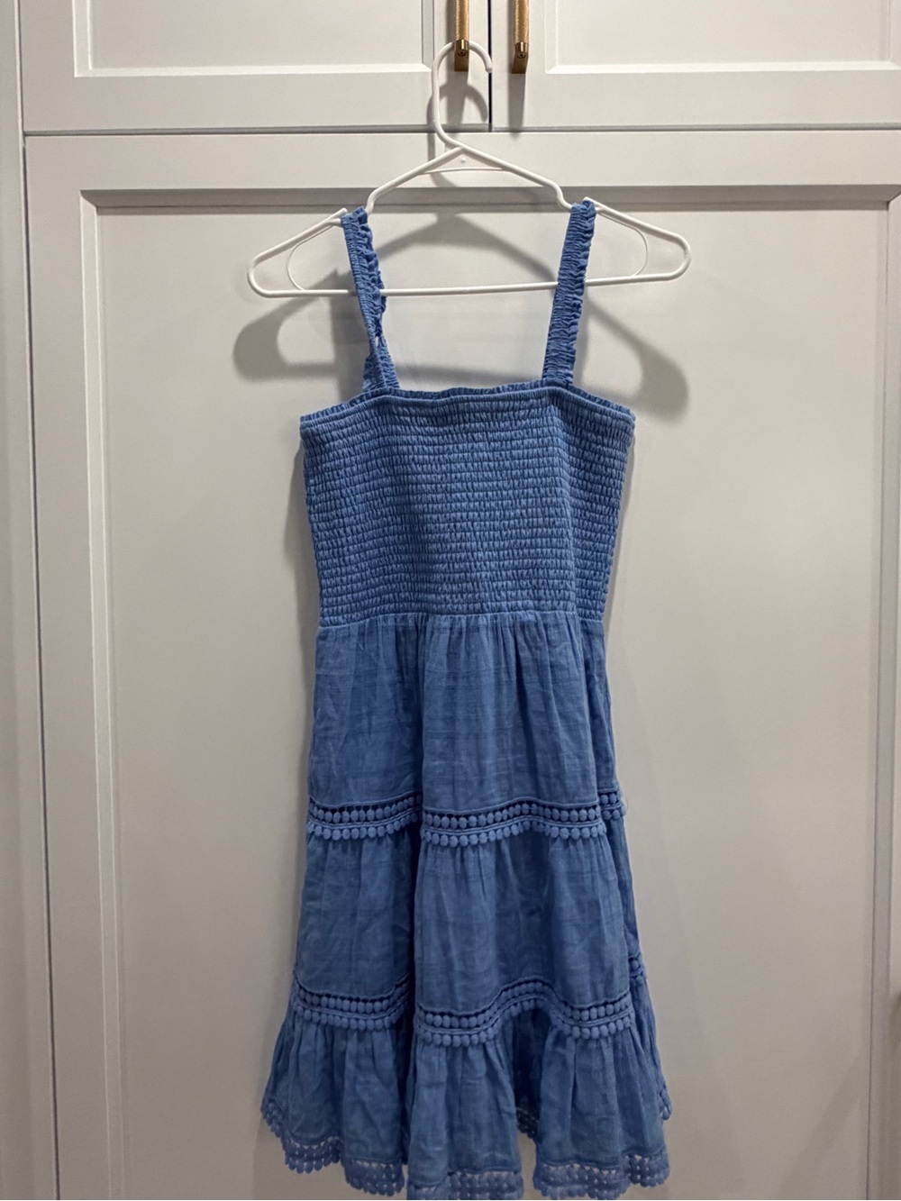 Steve Madden Light Blue Smocked Tiered Sundress